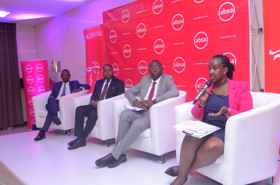Left-Right: Musa Jallow, Absa Uganda Retail Director; Tetteh Ayitevie - Prudential Uganda CEO; Michael Segwaya, Absa Uganda ED & CFO and Sheila Sabune, the - Prudential Uganda CCO at the launch of the Absa Family Protection Plan. The plan is one of Absa’s innovations to help increase the uptake of insurance in Uganda as well as help families plan for their financial needs faced during the loss of a loved one.