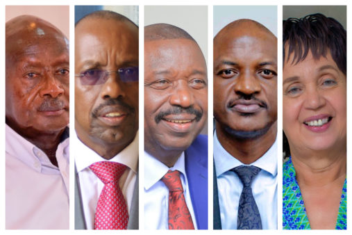 President Museveni (left) has said he is shocked at the death of Keith Muhakanizi (2nd left). The late economist and civil servant has been eulogised by friend and colleagues, such as Hon Mwesigwa Rukutana (centre), Finance PS/PSST, Ramathan Ggoobi (2nd right) and Prof. Maggie Kigozi.