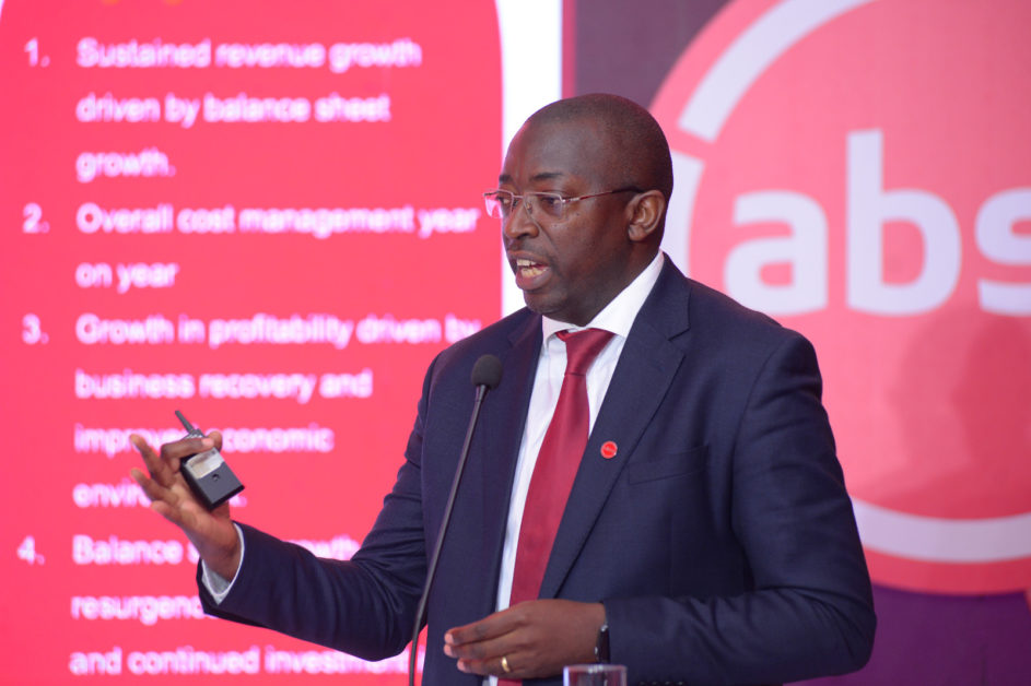 Michael Segwaya, Absa Bank Uganda Executive Director & CFO, speaks at the release of the bank’s 2022 financial results. The bank reported a 28.9% growth in after-tax from UGX109.5 billion to UGX141.2 billion. This is on the back of growth in deposits, lending, revenues as well as net profit and assets.