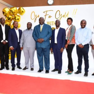 Hon. Henry Okello Oryem, the State Minister for Foreign Affairs (centre), Goldmine Finance’s Managing Director Allan Tayebwa (4th right), Alfred Agaba, the Goldmine Finance Chairman Board of Directors (3rd left) together with regulators, staff and guests at the opening of the financial institution’s second branch in Ntinda.