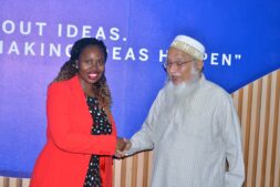Stanbic Bank Uganda’s Home Loans Manager stands with Universal Properties CEO Zoeb Yeolawala during the launch of the bank’s mortgage solution.
