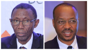 A photo collage of Uganda Clays Managing Director Reuben Tumwebaze and Chairman Martin Kasekende. The two men have been at the centre Uganda Clays turnaround, which has been faulting for close to four years now.