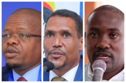 A photo collage of FUFU President Moses Magogo, FUFA Chief Executive Officer Edgar Watson, and Proline director Mujib Kasule: Whereas FUFA promises financial sustainability in the new Uganda Premier League format, clubs say it creates a new financial burden on big clubs, yet it was developed without their consultation.