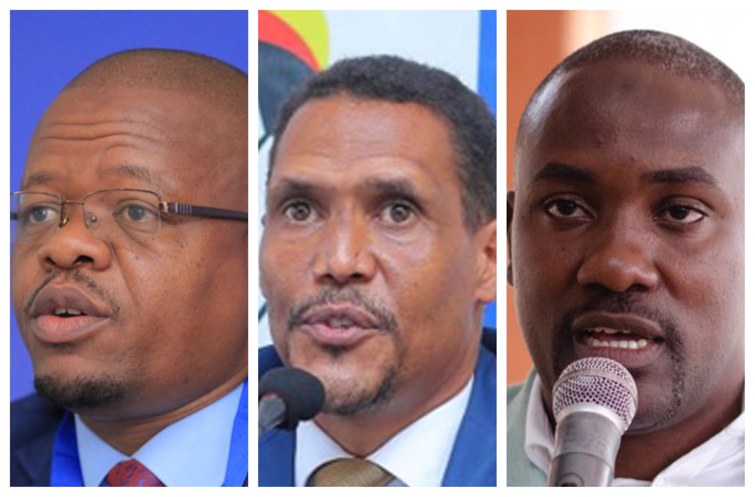 A photo collage of FUFU President Moses Magogo, FUFA Chief Executive Officer Edgar Watson, and Proline director Mujib Kasule: Whereas FUFA promises financial sustainability in the new Uganda Premier League format, clubs say it creates a new financial burden on big clubs, yet it was developed without their consultation.