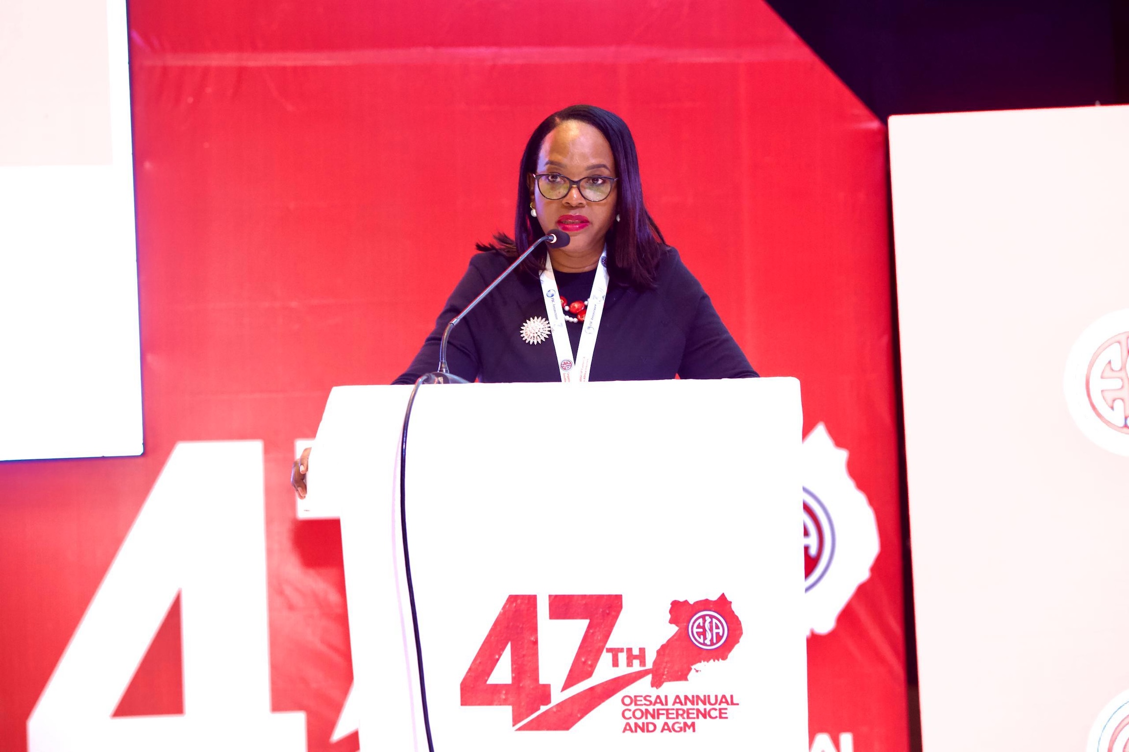 Grace Muliisa speaking at the 47th OESAI Annual Conference at Speke Resort Munyonyo, sharing her vision for the future of customer experience in Africa’s insurance industry.