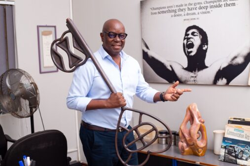 David Galukande — advertising pioneer, co-founder of QG Saatchi & Saatchi — photographed in various professional and creative settings, reflecting on his career journey, industry awards, leadership in brand storytelling, embrace of MarTech innovation, and commitment to cultural authenticity, adaptability, and client-focused creativity in Uganda’s advertising industry.