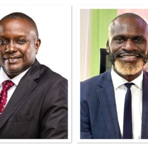 Photo shows KCB Bank Uganda Managing Director Edgar Byamah (right) with Acting Head of IT Willies Ochola. The two executives are leading efforts to strengthen IT oversight, restore customer confidence, and address the UGX 3.2 billion agent banking fraud breach. The incident highlights insider fraud risks, cybercrime threats, and vulnerabilities in Uganda’s fast-growing banking sector, as reported by CEO East Africa Magazine and Uganda Business News.