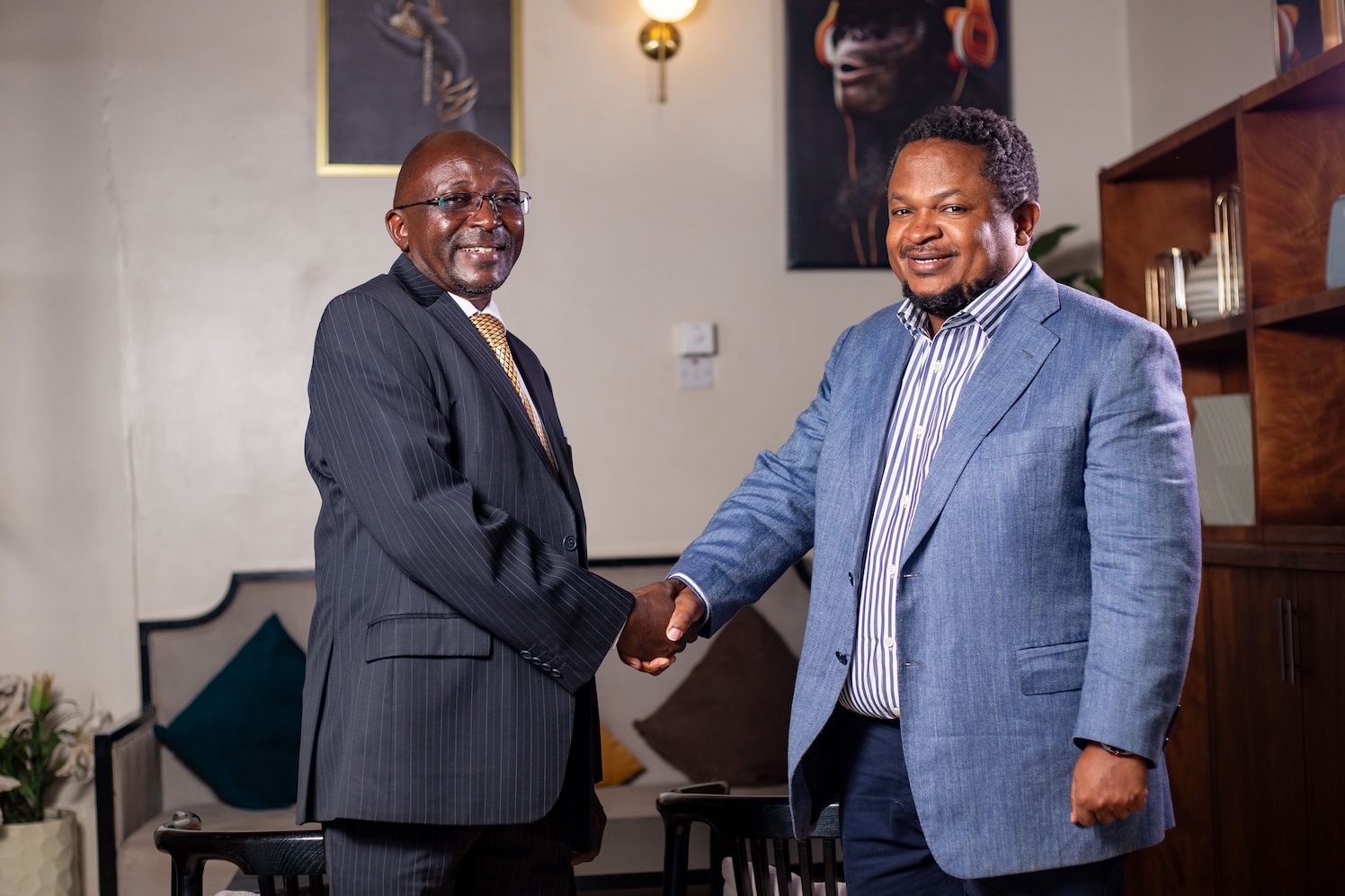 Prof. Adolf Mbaine and Muhereza Kyamutetera, leaders of CMIS Africa, advancing sustainable journalism innovation in Uganda and Africa through ethical reporting, media capacity building, and digital transformation.