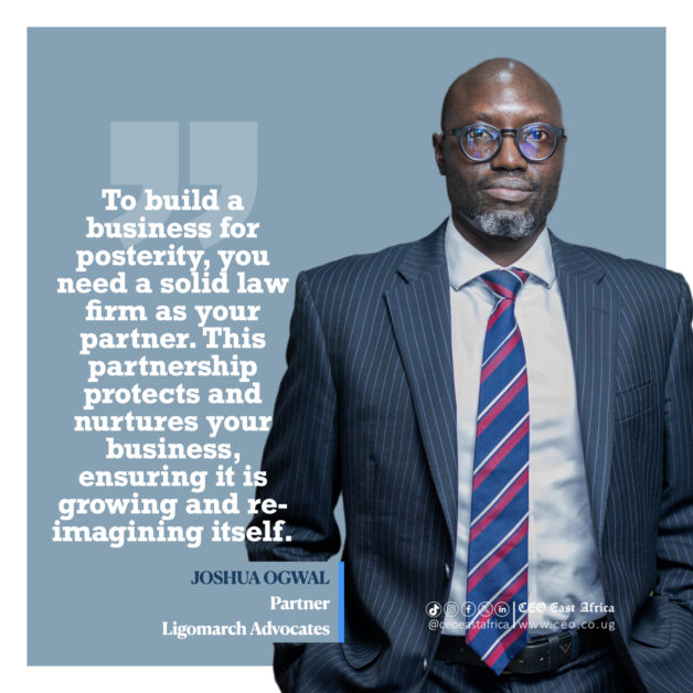 Joshua Ogwal, Partner at Ligomarc Advocates and Joint Managing Director at Rekindle Capital, photographed in Kampala, Uganda. Experienced financial lawyer and corporate governance advisor with expertise in banking, project finance, infrastructure, and natural resources law.