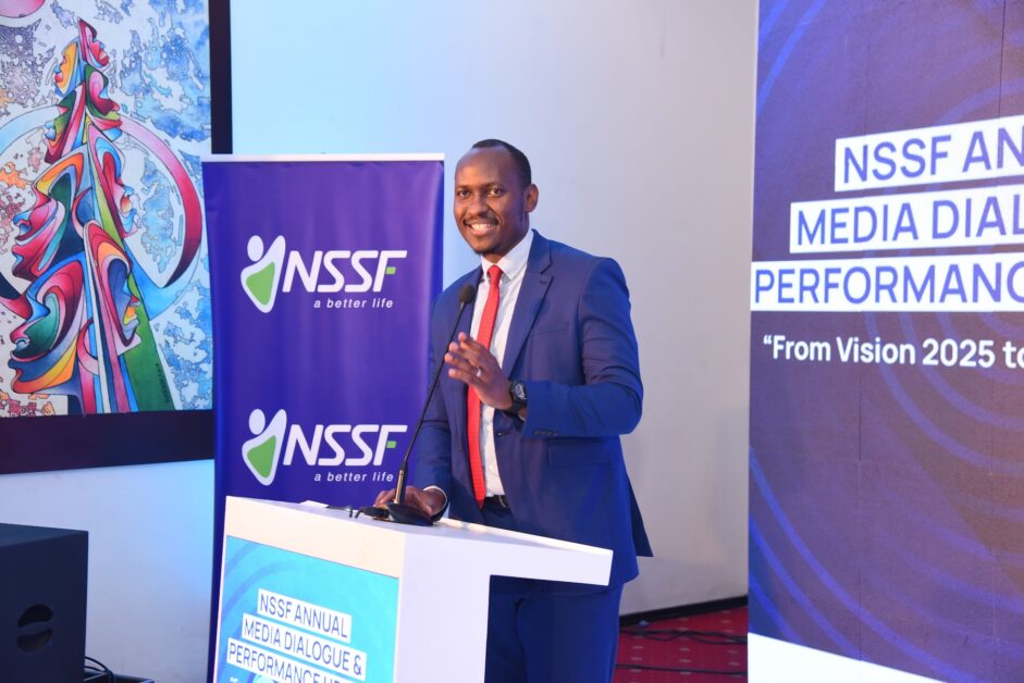 NSSF’s 2024/25 Annual Performance at a glance — Assets Under Management rose 17.5% to UGX 26 trillion, total revenue grew 11% to UGX 3.52 trillion, and the Fund achieved record efficiency with a cost-to-income ratio of 7.9% and cost of administration at 0.88%. Member contributions reached UGX 2.13 trillion, benefits paid increased to UGX 1.32 trillion, voluntary Smartlife Flexi savings hit UGX 27 billion, and customer satisfaction stood at 88%.