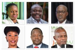 Collage of Ignite Lead Summit 2025 speakers and host. Clockwise from top left: Annet Nakawunde, Managing Director of Finance Trust Bank; Milton Steven Owor, Chief People & Culture Officer at NSSF; Geoffrey Kihuguru, CEO of Pental Insurance Brokers Ltd and President of the Institute of Corporate Governance of Uganda; Ssegawa Ronald Gyagenda, Retired Under Secretary, Ministry of Agriculture; Francis Ogwang, Country Manager for Uganda at the East African Development Bank; and Monica Sanyu, CEO of MP3 TalentSync Solutions Ltd.