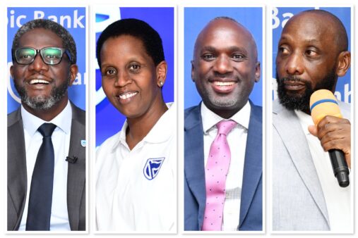 (Left to right): Stanbic’s Executive Director and Head, Personal & Private Banking, Samuel F. Mwogeza, Head of Wealth and Investment, Bernice Mvano, Head of Personal Banking, Israel Arinaitwe and Head of Private Banking, Arthur Kiwanuka. The team is reshaping how families think about money, legacy, and the futures yet to be written.