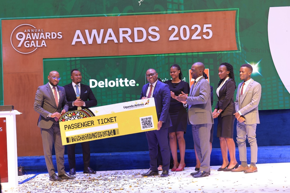 Peter Ssenyange, CFO of PostBank Uganda (now Pearl Bank Uganda Ltd), smiles as he receives the CFO of the Year 2025 award from James Bantu, Assistant Auditor General, during the 9th Uganda CFO Awards at the Kampala Serena Hotel. The moment captures his journey of discipline, innovation, and people-centered leadership that has redefined the modern CFO’s role in Uganda.