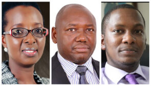 A photo collage of former UNRA Executive Director Allen C Kagina, former director of road maintenance Joseph Otim and former media relations and corporate affairs manager Allan Ssempebwa Kyobe. The suit, filed by six former employees of UNRA, including Joseph Otim, lists 1,236 former colleagues, among them Allen C Kagina and Allan Ssempebwa Kyobe, seeking payment of their terminal benefits.