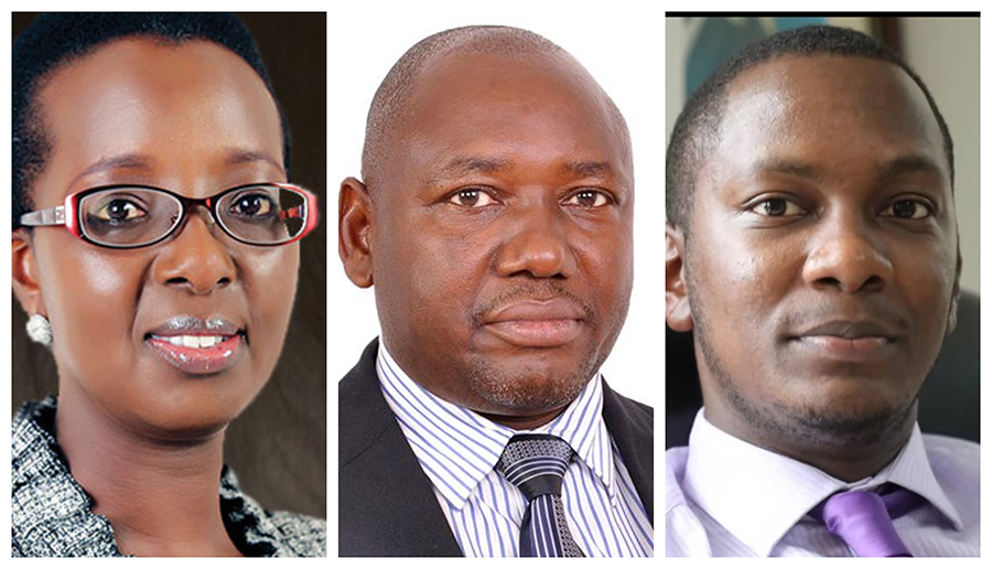 A photo collage of former UNRA Executive Director Allen C Kagina, former director of road maintenance Joseph Otim and former media relations and corporate affairs manager Allan Ssempebwa Kyobe. The suit, filed by six former employees of UNRA, including Joseph Otim, lists 1,236 former colleagues, among them Allen C Kagina and Allan Ssempebwa Kyobe, seeking payment of their terminal benefits.