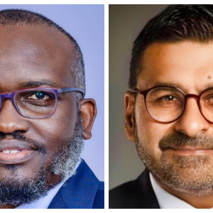 A photo collage of Absa Managing Director David Wandera and Standard Chartered chief executive officer Sanjay Rughani. Standard Chartered and Absa Bank announced on October 24 that they had agreed on the sale of Standard Chartered’s Wealth and Retail Banking business portfolio to Absa Uganda.