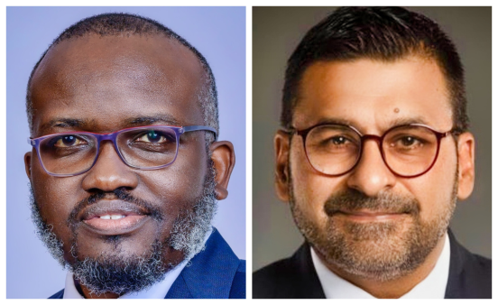 A photo collage of Absa Managing Director David Wandera and Standard Chartered chief executive officer Sanjay Rughani. Standard Chartered and Absa Bank announced on October 24 that they had agreed on the sale of Standard Chartered’s Wealth and Retail Banking business portfolio to Absa Uganda.