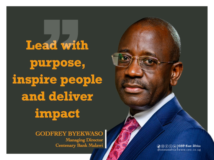 Ugandan banking leader CPA Godfrey Byekwaso, excelling abroad in his role as Managing Director of Centenary Bank Malawi.