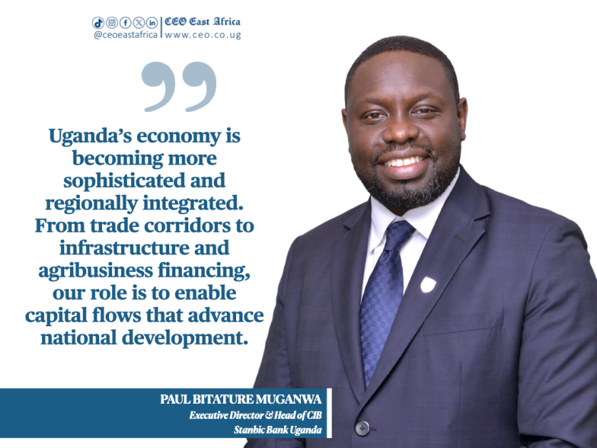Stanbic Bank Uganda senior leadership portraits featuring executives alongside key messages from the Keep Growing campaign, highlighting the bank’s commitment to financial inclusion, national development, and household prosperity.