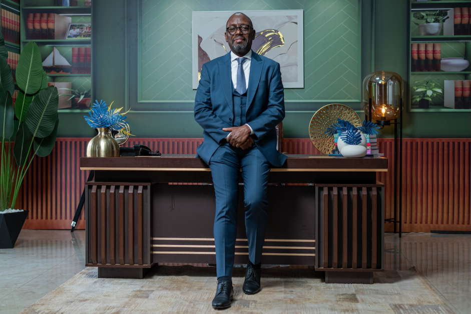 Portrait of Kabiito Karamagi, Managing Partner at Ligomarc Advocates, photographed for a CEO East Africa Magazine feature on legal leadership, integrity, judicial reform, insolvency practice, mentorship, and the future of legal practice in Uganda.