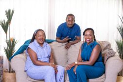 A series of portraits showing the Rwakatungu siblings together and individually, smiling and interacting naturally in indoor and outdoor settings, reflecting family unity, resilience, shared values, and the influence of their father on their journeys into leadership across banking, audit, and entrepreneurship.