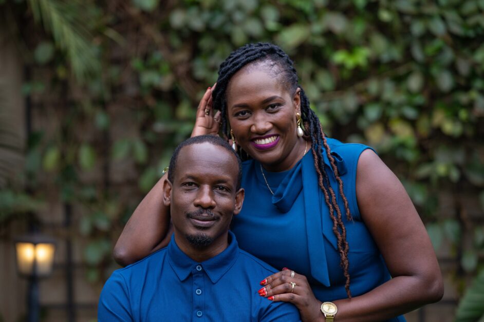 A series of portraits showing the Rwakatungu siblings together and individually, smiling and interacting naturally in indoor and outdoor settings, reflecting family unity, resilience, shared values, and the influence of their father on their journeys into leadership across banking, audit, and entrepreneurship.
