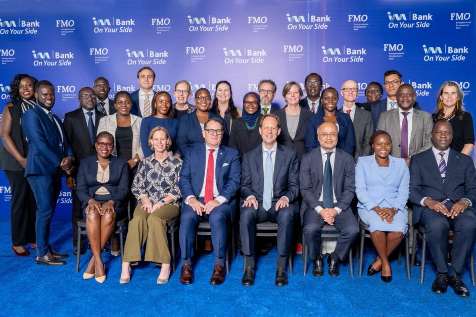 Officials from FMO, I&M Bank Uganda, the Dutch Ministry of Foreign Affairs, the Dutch Ministry of Finance, and the Dutch Embassy in Uganda pose for a group photo following the signing ceremony announcing a USD 20 million financing partnership to support SME lending in Uganda.