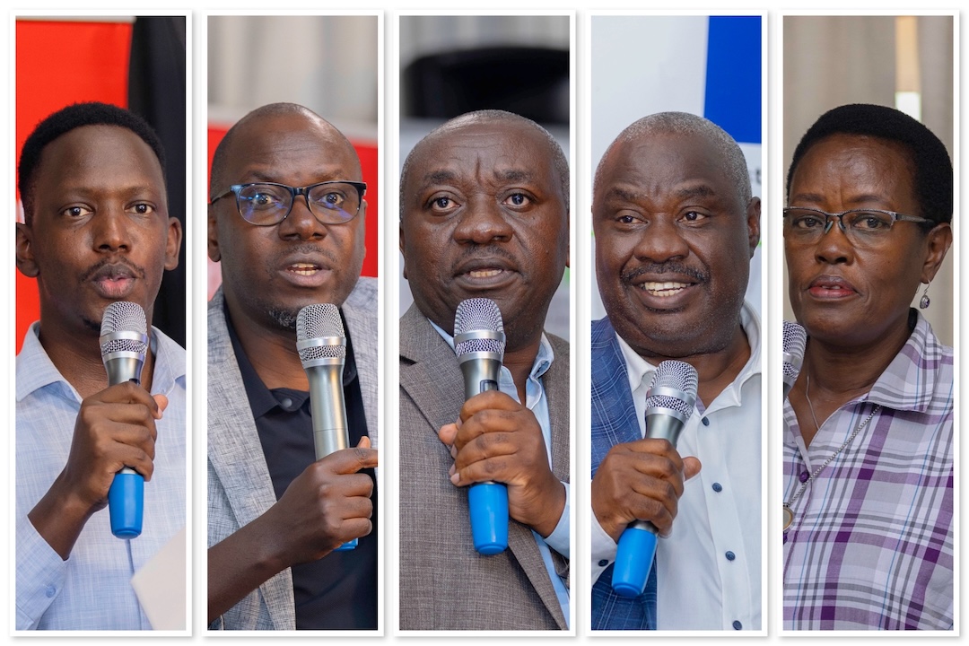 L–R: Nicholas Kabanda (IPPU CEO), Geoffrey Waiswa Sajjabi (NSSF Chief Commercial Officer), Isaac Kyaligonza (Commissioner, Procurement Policy – Ministry of Finance), Patrick Kagaba Amooti, and Pelly Mugasi (Emeritus Director Procurement, Bank of Uganda) during the IPPU Coffee Connect at Sheraton Hotel, Kampala, where leaders of the procurement fraternity called for stronger professional integrity, teamwork, and a renewed focus on financial literacy and early retirement planning.