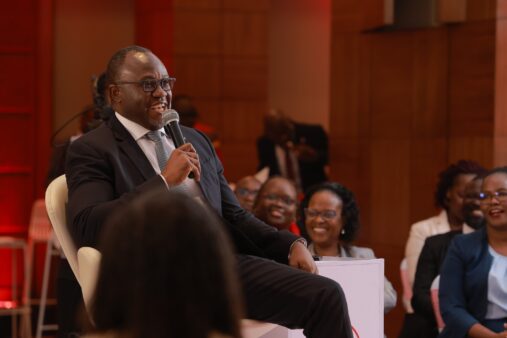 Saviour Chibiya, Regional Chief Executive, Absa Group, addresses staff during a town hall meeting with Absa Bank Uganda employees at the Kampala Sheraton Hotel this week. During his visit to Uganda, Chibiya emphasised Absa’s ambition to become the “bank of choice for economic development” across the markets where it operates.