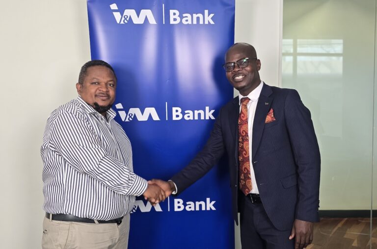 Muhereza Kyamutetera (left), Executive Editor of CEO East Africa Magazine, with Evans Browns (right), Group Head of Products at I&M Bank, during a conversation in Nairobi on how I&M Brisk is simplifying cross-border banking and enabling seamless movement of money, trade, and opportunity across East Africa.