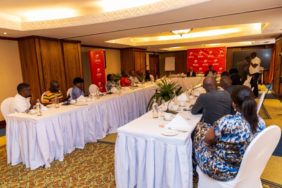 A cross-section of media leaders during a breakfast engagement with Airtel Africa CEO Sunil Taldar and Airtel Uganda Managing Director Soumendra Sahu in Kampala, where the telecom giant outlined its investment strategy and focus on improving customer experience across Uganda and the wider African market.