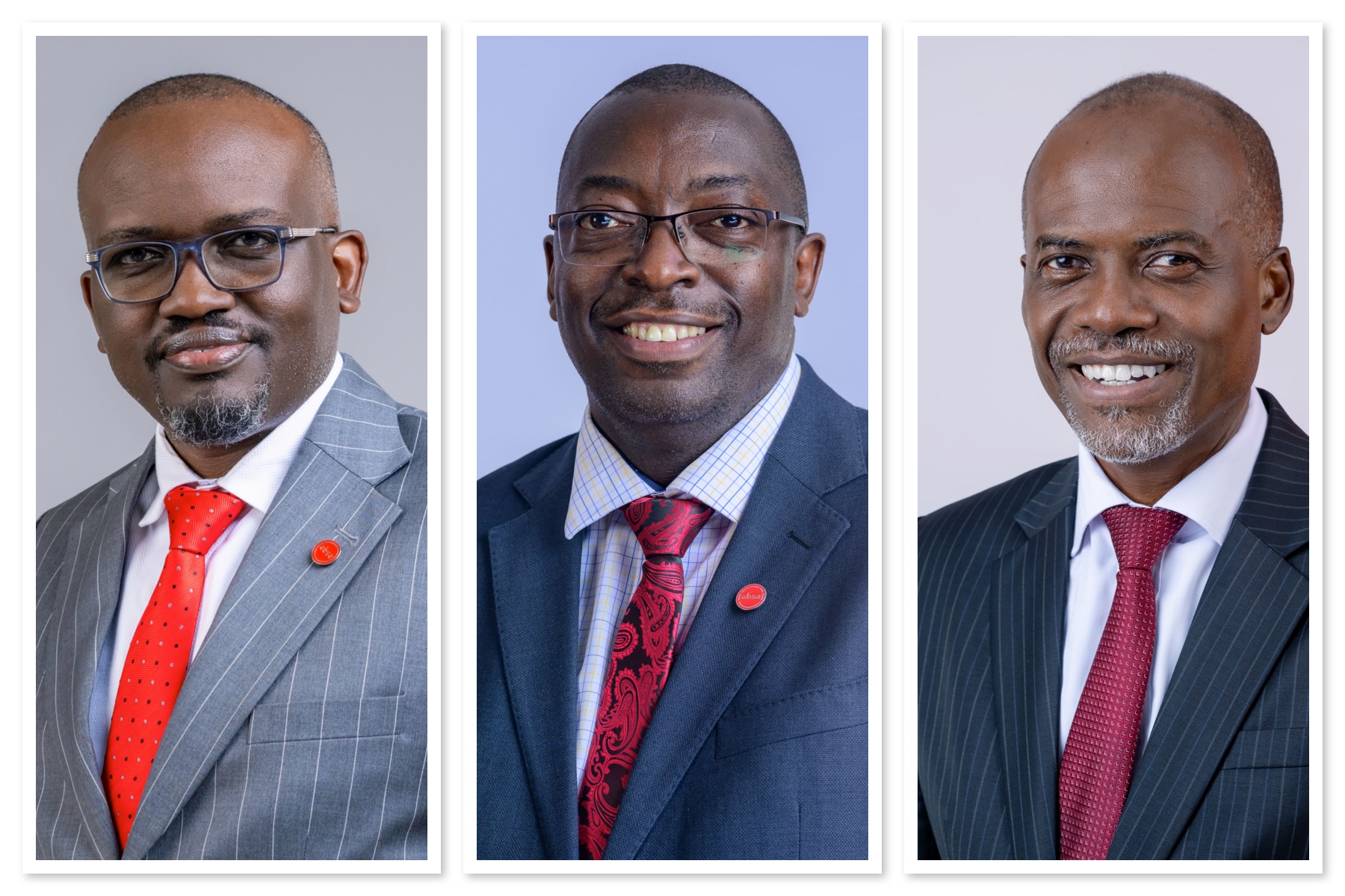 (L–R): David Wandera, Managing Director; Michael Segwaya, Chief Financial Officer; and Keith Kalyegira, Board Chairman—leaders at the centre of Absa Uganda’s 2025 breakout performance, steering the bank through a period of transition to deliver accelerated growth, stronger financials, and a clear strategic shift toward scale and impact.