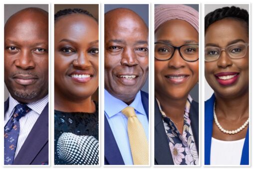 From left: Apollo Makubuya, Jacqueline Asiimwe, Gloria Byamugisha, and Crystal Kabajwara—four accomplished leaders whose early reflections on And Then What? by Francis Kamulegeya (centre) are shaping the conversation ahead of its 30 April 2026 launch, each offering a distinct perspective on success, purpose, and what it truly means to build a life of lasting impact.