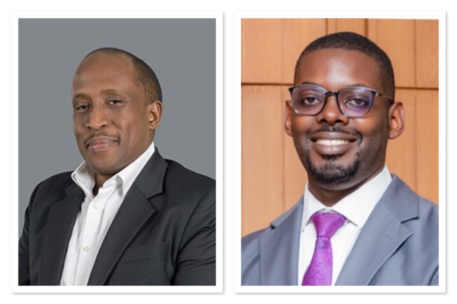 Corporate and commercial lawyers Phillip Karugaba (left) and Patrick Turinawe, whose recent analysis highlighted the scale of capital tied up in banking disputes and reinforced calls for expanded use of ADR to ease pressure on Uganda’s commercial justice system.