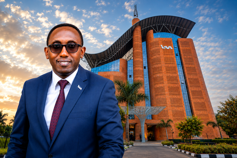 A composite photo montage of Benjamin Mutimura, Chief Executive Officer of I&M Bank Rwanda, set against the backdrop of the bank’s iconic Kigali headquarters, symbolising the institution’s growing role in powering East Africa’s increasingly integrated cross-border economy. Under Mutimura’s leadership, I&M Bank Rwanda has emerged as a critical pillar within the I&M Group’s ambition of becoming Eastern Africa’s Leading Financial Partner for Growth—leveraging digital innovation, customer-centric banking, and transformative solutions such as I&M Brisk to enable seamless trade, payments, and financial access across Rwanda, Uganda, Kenya, and Tanzania.