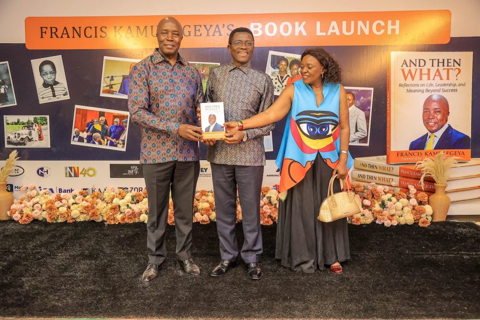 The launch of And Then What? was not just a celebration of Francis Kamulegeya’s journey, but also a reflection on leadership, friendship, legacy and significance beyond professional success. The evening was graced by the Katikkiro of Buganda, Owek. Charles Peter Mayiga, and Mrs. Margaret Mayiga, whose presence underscored the deep respect Kamulegeya commands across Uganda’s corporate, governance and cultural leadership circles. L–R: Francis Kamulegeya, Owek. Charles Peter Mayiga and Mrs. Margaret Mayiga at the launch of And Then What? — a memoir exploring life, leadership and meaning beyond success.