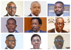 A photo collage of some of the private sector leaders whose organisations signed the petition seeking reforms to the contentious 30% disputed tax deposit requirement, including Stephen Asiimwe of the Private Sector Foundation Uganda (PSFU), Ezra Muhumuza of the Uganda Manufacturers Association (UMA), Thadeus Musoke of KACITA, Jonan Kisakye of the Uganda Insurers Association, Isaac Ssemakadde of the Uganda Law Society, Wilbrod Owor of the Uganda Bankers Association, David Ediomu of the Institute of Certified Public Accountants of Uganda (ICPAU), Jane Nalunga of SEATINI Uganda, and Goffrey Tayebwa of the Uganda Tax Agents Association.